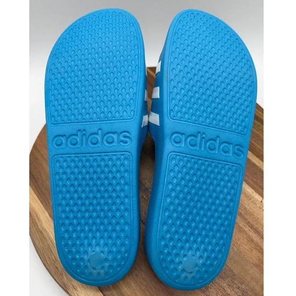 Adidas Sandals MENS 11 WOMEN 12 Adilette Aqua Blue/White Stripes  0241 - Picture 5 of 5